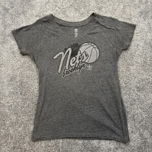 Brooklyn Nets Shirt Womens XL Gray NBA Basketball Adidas Soft Vintage Look Tee